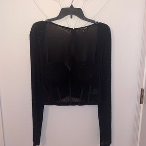 Fashion Nova black rhinestone crop top